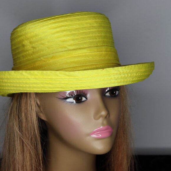 Women's Yellow Boater Hat - Picture 2 of 2